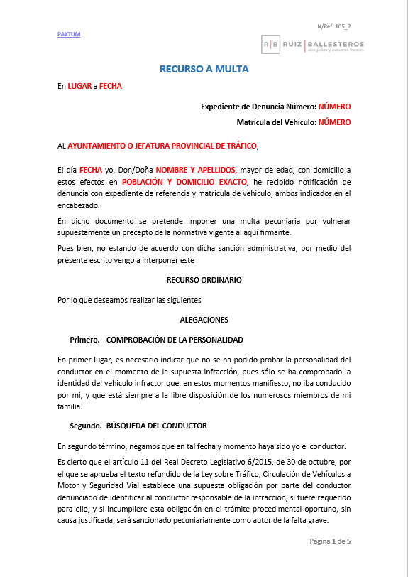 En este momento estás viendo Recurrir Multa por No Identificar al Conductor